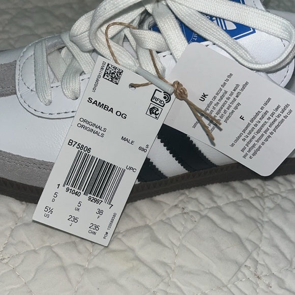 Adidas Original Men’s Samba OG Sneaker White/Black/Granite Size 8 and 5 1/2 - Picture 11 of 16